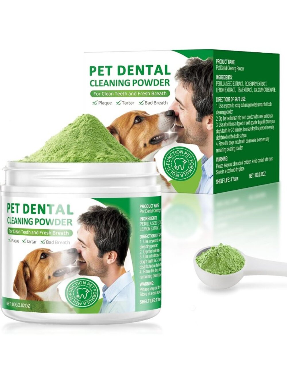 Natural Dog & Cat Dental Powder | Plaque Remover for Fresh Breath & Oral Care